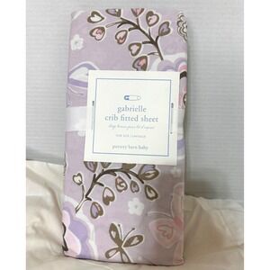 Pottery Barn Lavender Flowers Butterfly Crib Fitted Sheet Skirt Baby Gabrielle